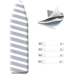 SheeChung 42”x12” Ironing Board Cover and Pad - with Pull Bungee Fit System and Connecting Straps,Premium Heavy Duty 3-Layer Silicone Coated Cover,Heat Reflective, Scorch Resistant