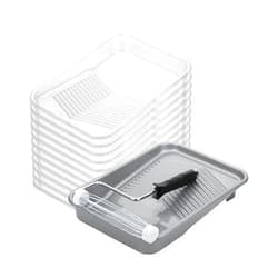 Bates Choice Bates- Paint Tray Set, 9-Inch, 12 pcs, Plastic Paint Tray with 10 Tray Liner, Textured Deep Capacity Disposable Paint Tray with Wire Roller Frame, Paint Pan Liners, Transparent Paint Pans Trays
