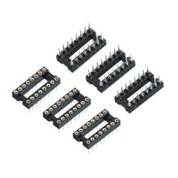 MECCANIXITY DIP IC Chip Socket Adapter Round Pin 16P 2.54mm Pitch IC Socket for PCB Board Chip, 6 Pack