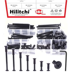 Hilitchi 84Pcs M6 Hex Drive Socket Cap Bolts Kit Countersunk Head Screws Bolts Dowel Barrel Nuts Crib Bolts Nuts Assortment Kit for Furniture Hardware Fitting (20/30/40/50/60/70/80mm)