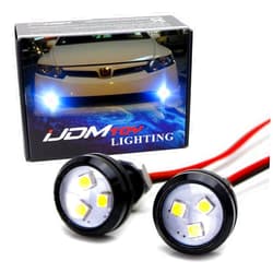 iJDMTOY 2pcs Xenon White 3-SMD High Power Projector LED Eagle Eye Lights w/Back Bolt-On Screws For Parking Lights, Driving Fogs, etc