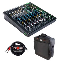 Mackie ProFX10v3 10-Channel Sound Reinforcement Mixer with Built-In FX, Gator Cases G-MIXERBAG-1515 Mixer Bag & Stereo Cable 10' Bundle