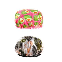ASSBY Nincrane Lined Shower Cap 2 Pack Satin Bonnet Elastic Reusable Bathing Hair Cap Double Waterproof Layers Bathing Shower Hat Hair Bonnet Extra Large Perfect for Women Most Hair Lengths and Thicknesses