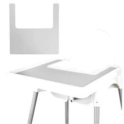 Lomgwumy High Chair Placemat, Durable High Chair Placemat Silicone, Clean and Hygienic, Suitable for IKEA Antilop Highchai, for Toddlers and Babies (Light Gray)