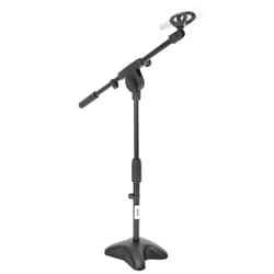 Pyle Universal Compact Microphone Stand - Mic Mount Holder Height Adjustment 19.0” to 26.0” Inch and Telescoping Boom Extension Adjustable Up to 16.0'' w/ Knob Style Tension Lock Mechanism - PMKS7.5