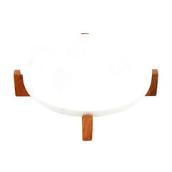 Mud Pie White Wood Marble Pedestal, 2