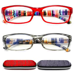 RaoOG Blue Light Blocking Reading Glasses for Women,2 Pack Blue Screen Computer Readers with Case Magnification Eyeglasses 1.75