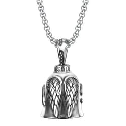 VANTHANHTD Retro Punk Style Men's Cross Lucky Bell Angel Wing Knight Bell Keychain Motorcycle Riding Guardian Bell Accessories