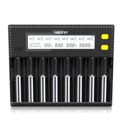 COSOOS MiBOXER 18650 Battery Charger, 8-Bay Smart Charger with Automatic LCD Display, Fast Charge Rechargeable Li-ion LiFePO4 Ni-MH Ni-Cd AA AAA C 21700 26650 13650 16340 18350 18700 RCR123