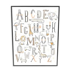 Stupell Industries Nursery Animal Alphabet Chart Soft Orange White, Designed by Zirkus Design Black Framed Wall Art, 11 x 14