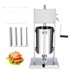 PioneerWorks Sausage Stuffer, Manual 11LBS/5L Sausage Maker Machine, Meat Stuffer with Dual Speed, Stainless Steel Heavy Duty Sausage Filler with 4 Stuffing Tubes, for Commercial and Home Use