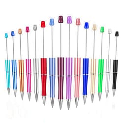 Joyberg 15 PCS Beadable Pens, Beadable Pens Bulk Colored Plastic, Black Ink Beaded Pens Creative Diy Pen, Bend Pens for Make Gifts for Children and Students, Office School Supplies