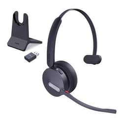 Yealink WH64 Hybrid with DECT Dongle & Charging Stand, 492ft Range,26 Talk Time Bluetooth Headset for Teams, Zoom Skype UC Certified, Noise Cancelling Headset with 3X Mic, Work Headset for PC Phone