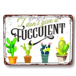 ETTIBETRENDY Guess What I Don't Give A Fucculent Vintage Metal Signs, Funny Cactus Decor Tin Painting Motivational Art Poster Gardening Tin Sign for Garden Yard Club Outdoor Home Bar Pub 8x12 inc