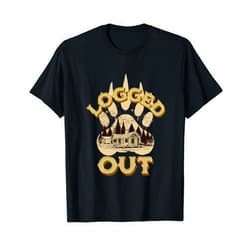BizzyflyUSA Logged Out Cabin Outdoor Bear Paw Nature Mountains Trails T-Shirt
