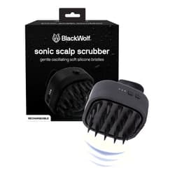 Black Wolf Sonic Scalp Scrubber - Electric Hair & Scalp Massager Brush with 3-Speed Oscillation - Rechargeable Shower Brush & Head Scrubber with Soft Silicone Bristles for Deep Clean & Exfoliation
