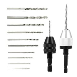 Giantree Keyless Drill Chuck Bit, 2Pcs Drill Chuck Adapter with 10Pcs Drills, 1/4 Inch Hex Shank Drill Chuck Fast Change Converter Extension Screwdriver Drill Adapter for Impact Drill Tool Attachment,