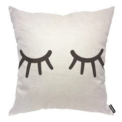 AOYEGO Eyes Throw Pillow Cover Close Lash Cartoon Wink Eyelash Monochrome Makeup Eyelid Simple Black Pillow Case 18x18 Inch Decorative Men Women Room Cushion Cover for Home Couch Bed
