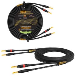 WORLDS BEST CABLES 8 Foot WBC-GOLD-LOCAP-SPKR-12 AWG - Low-Capacitance - Low-Inductance - High Purity OFC - Audiophile HiFi Speaker Cable Pair with Eminence Gold Banana Plugs