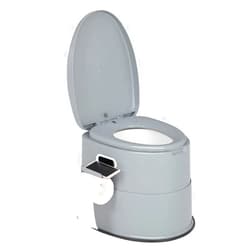 VINGLI Portable Toilet | Indoor Outdoor Commode w/Detachable Inner Bucket & Removable Paper Holder, Lightweight & Compact for Camping, Boat, Van, Emergency Use (Grey)