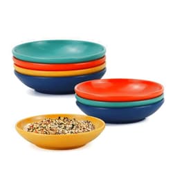 Homienly Plastic Dipping Plates Set of 8-4 inch Wheat Straw Plates Soy Sauce Dish & Bowl, Small Dipping Sauce Bowls, Mini Appetizer Plates for Side Dishes, Condiment,BBQ and Party Dinner - MultiColor