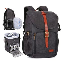 BAGSMART Camera Backpack, DSLR SLR Waterproof Camera Bag, Anti-Theft Photography Backpack with 15 Inch Laptop Compartment, Tripod Holder & Rain Cover, Black