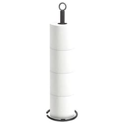 NearMoon Bath Toilet Paper Holder Stand, Free Standing Tissue Paper Storage with Reserve, Space Toilet 4 Rolls Holder for Bathroom/Kitchen Countertop-All Metal (1 Pack, Matte Black)