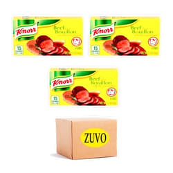 Zuvo Knorr Beef Bouillon Cubes - 6 Extra Large Beef Cubes Per Pack (3 Pack) Enhances Beef Dishes Flavor - Beef bouillon Cube for Rich Taste - Bundle By ZUVO