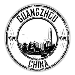 Novlandia1 Guangzhou China Grunge Rubber Stamp Travel Bumper Sticker | Car Decor, Laptop Computer, Water Bottle, Wall, Window Waterproof Vinyl Decal