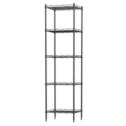 FIOCNOLE 5 Tier Standing Metal Wire Shelving Unit, Adjustable Height, Storage Shelf Units for Laundry Bathroom Kitchen Pantry Closet (11.8