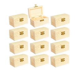 Cregugua 12 Pieces Small Wooden box Unfinished Wood Treasure Boxes with Lid for DIY Crafts (3.5 x 2.1 x 1.9 In)
