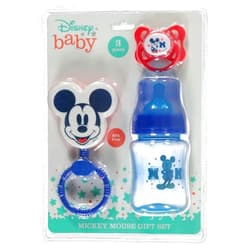 Cudlie Disney Baby Boy Mickey Mouse Bottle, Rattle & Pacifer Set