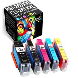 ColorPrint Compatible 280 281 Ink Cartridge Replacement for Canon PGI280 CLI281 PGI280XXL CLI281XXL for Pixma TS6320 MG5520 TS9120 TR8520 TR7520 TS6120 TS6220 TS8120 Printer (5-Pack, PGBK,BK,C,M,Y)