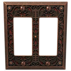 Amerelle 65RRDB Filigree Wallplate, 2 Rocker, Cast Metal, Aged Bronze, 1-Pack