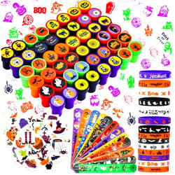 MGparty 288 Pack Halloween Party Favors Bulk Toys for Kids - Tattoos Stamps Slap Bracelets Rubber Bracelets Halloween Pinata Stuffers Trick-or-Treat Goodie Bag Fillers Classroom Game Prizes
