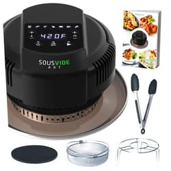 Sousvide Art 7-in-1 Instant Pot Air Fryer Lid 8 qt, 7 Presets - Instant Pot Pressure Cooker Attachment - Cooking Pots - Airfyer Accessories Combo Includes Basket, Rack, Mat, Tongs, Cookbook