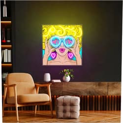 Warmthwish Women Art Neon Sign Woman Face Neon Home Decor Wall Hanging Pop Art Design Wow Sign Bar Beauty Salon Wall Decor