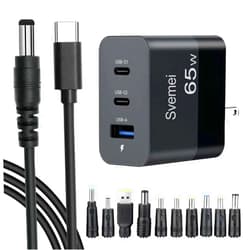Svemei 65W USB C Charger 3 Ports Travel GaN Charger, Fast Foldable Wall Charger Block Compatible for iPhone,iPad, Laptop,LED Strip Light,Router, Speaker,Switch, TV Box,Camera,Tablet,GoPro and More