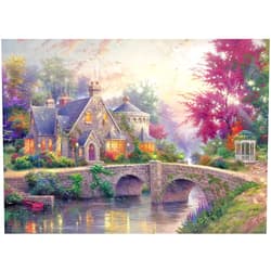 CHengQiSM Jigsaw Puzzles for Adults 1000 Pieces Country House Puzzles Spring Landscape Puzzle Picturesque Bridge 1000 Piece Jigsaw Puzzle DIY Challenging Game Toys Gift