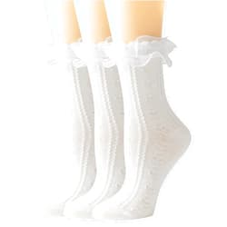SEMOHOLLI Women's Ruffle Socks - Mid-Calf, Lace Ruffle Frilly Comfortable Cotton Princess Socks
