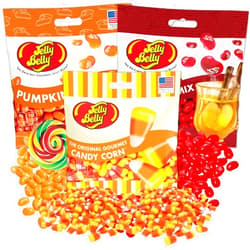Sweetzo Halloween Candy Corn Pumpkin Pie and Hot Apple Cider Flavored Jelly Beans, Assorted Fall Mix Candy, Vegetarian and Kosher Certified Goodie Bag Fillers, Pack of 3