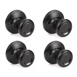 Brotima 4 Pack Dummy Door Knob, Matte Black No Lock Single Sided Tulip Style Knobs Without Locking, Non-Turning for Interior Use