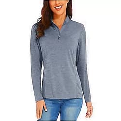 TACVASEN Women's UPF 50+ Hiking Shirts Sun Protection 1/4 Zip Quick Dry Lightweight Long Sleeve Outdoor Performance Dark Gray X-Large