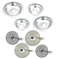 Siwdoy 316048413 & 316048414 Drip Pan Set and MP22YA Electric Range Burner Element Unit Set, Compatible with Frigi-daire Ken-more Range Oven