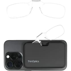 ThinOptics unisex-adult Reading Glasses + Black Universal Pod Case | Clear Frames, 1.50 Strength Readers Clear Frames / Black Case, 44 mm