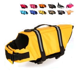 HAOCOO Dog Life Jacket Vest Saver Safety Swimsuit Preserver with Reflective Stripes/Adjustable Belt Dogs?Yellow,L