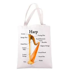 JXGZSO Musician Gift Harp Instrument Anatomy Tote Bag Harp Lover Gift Harp Player Gift Music Teacher Gift Harpist Gift