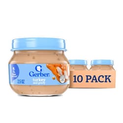 Gerber Baby Foods 2nd Foods Meat, Turkey & Gravy, Mealtime for Baby, 2.5 Ounce Jar (Pack of 10)