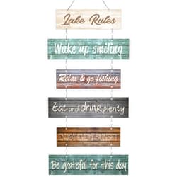Hotop Lake Rule Wall Signs Lake House Decor Rustic Vintage Wall Art Gifts Metal Sign Lakeside Hanging Decor for Kitchen Farmhouse Home Decoration