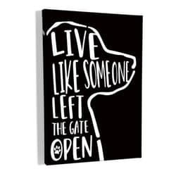 HIWX Dog Wall Art, Dog Art, Dog Wall Decor,Live Like Someone Left The Gate Open Framed Canvas Painting Wall Art Decor, Dog Sayings Wall Art Home Decoration For Living Room Bedroom Bathroom 11x14 Inch（Black）